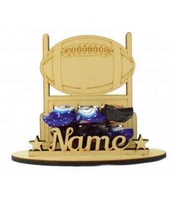 6mm Personalised Rugby Shape Mini Chocolate Bar Holder on a Stand - Stand Options
